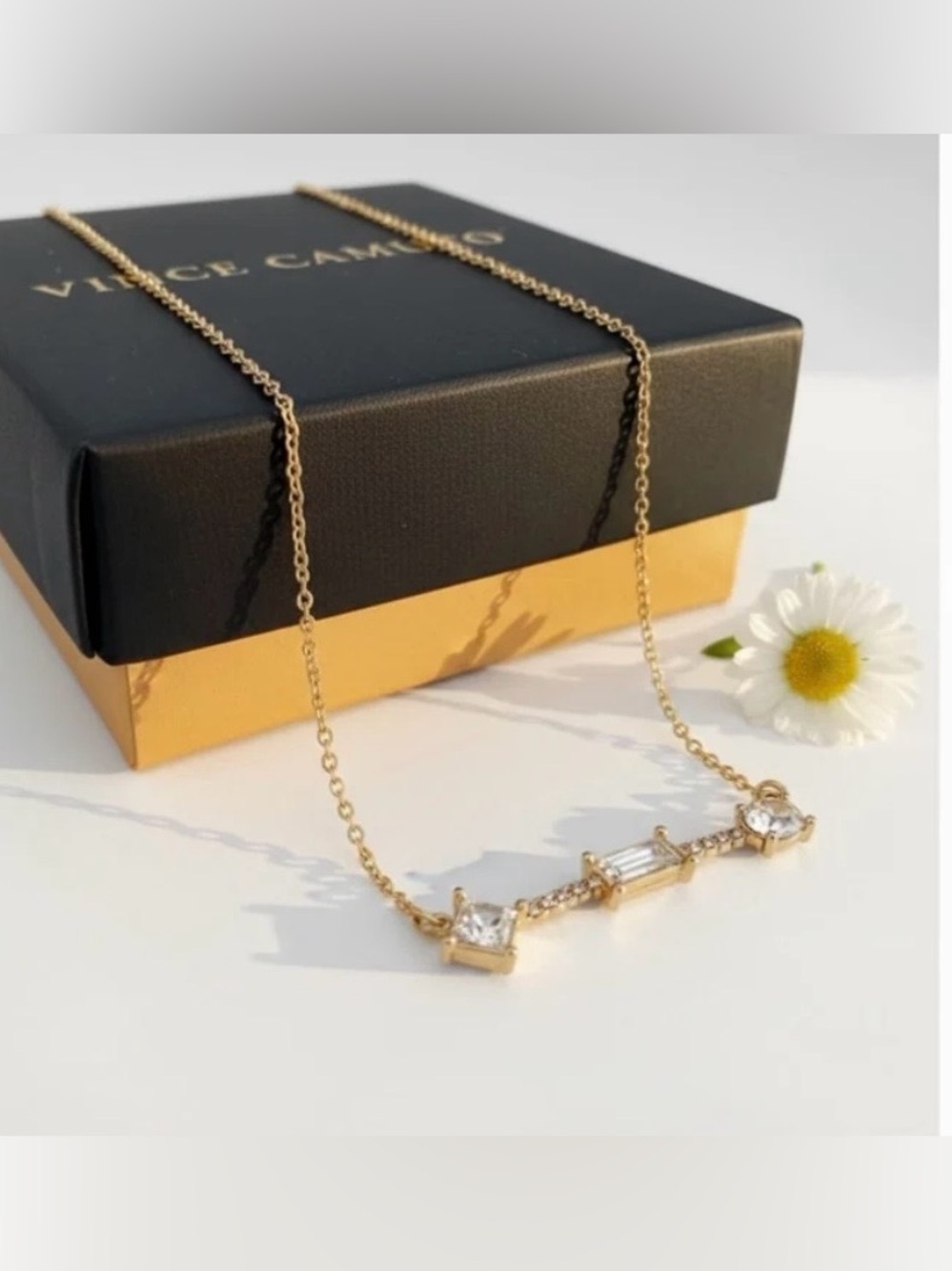 VINCE CAMUTO Crystal Geo Bar Necklace